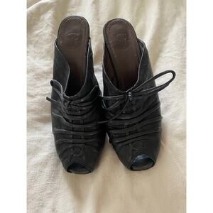 Frye Gwen Women's Black Wedge Mules Heels Size 11
